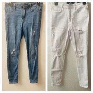 Hollister Skinny Jeans — Distressed Blue & White BUNDLE